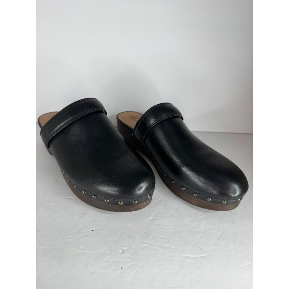 NIB Madewell Clog Black Leather w/ Studs Wooden Sole Size 9.5 Mules Cloudlift - Picture 3 of 9